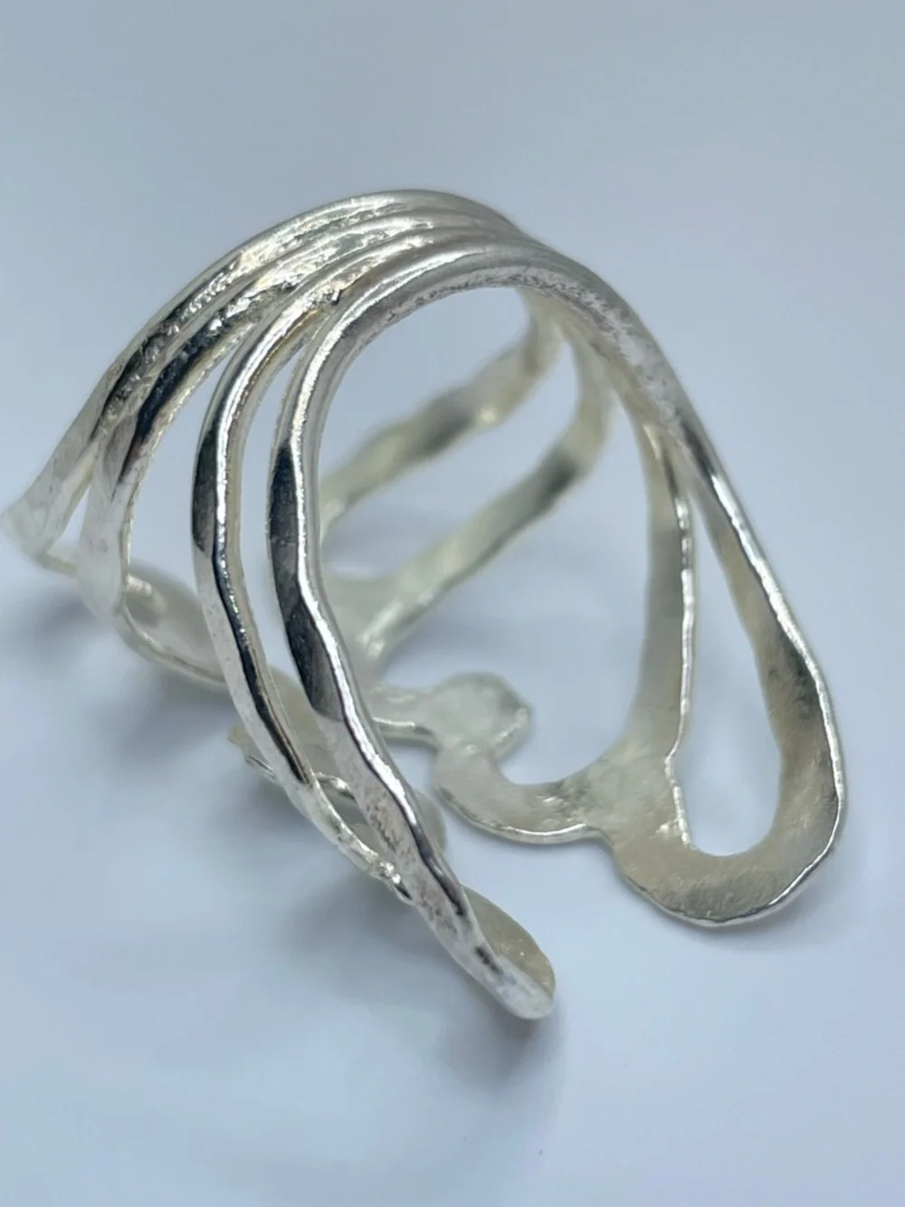 Vintage Taxco Silver Butterfly Wings Abstract Openwork Boho Statement Ring Sz 9